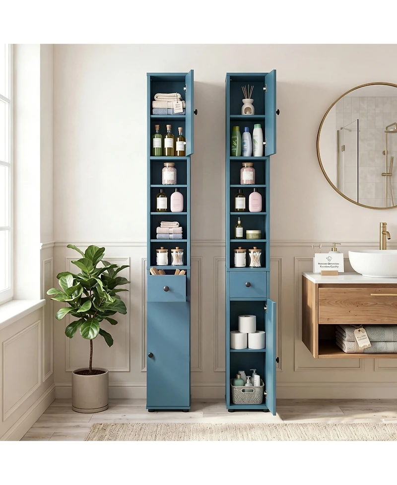 Costway Slim Bathroom Tall Cabinet with 2 Doors