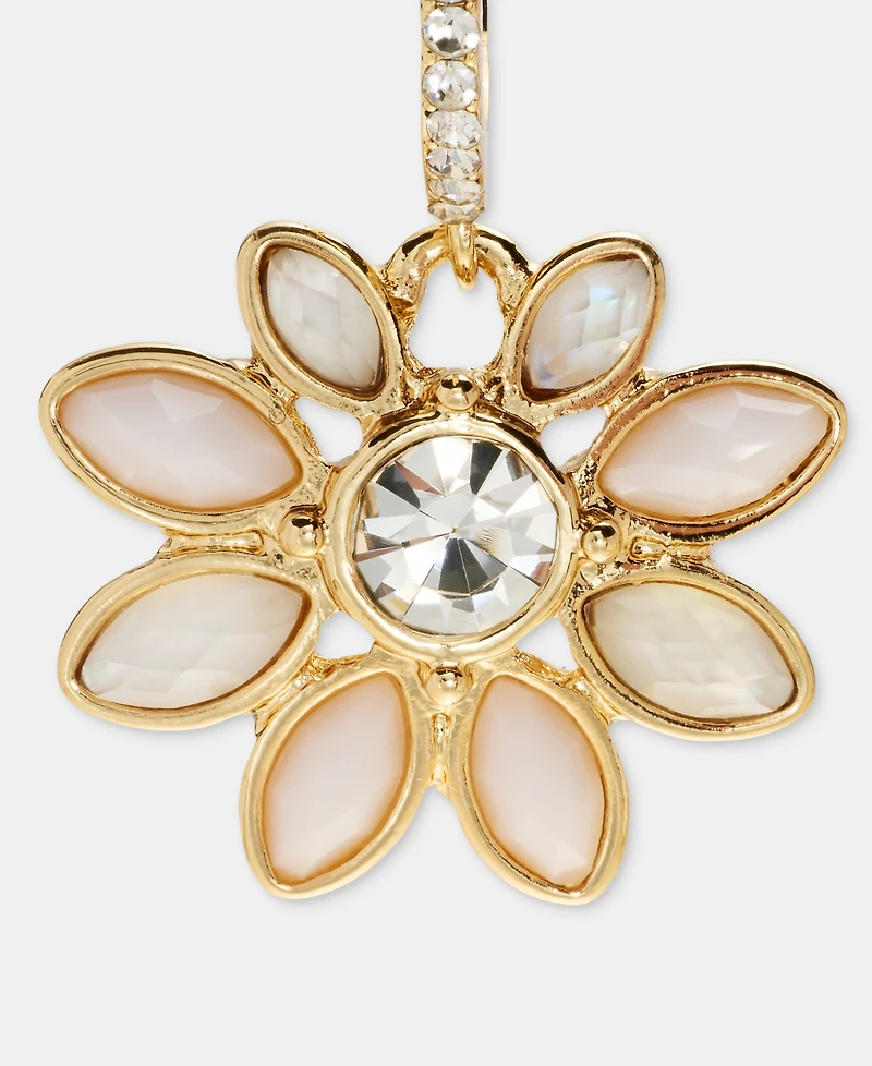 lonna & lilly Stone Flower Charm Hoop Earrings