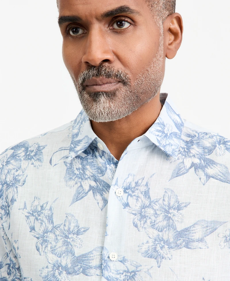 Club Room Men's Linen Floral-Print Short-Sleeve Shirt, Macy's Exclusive