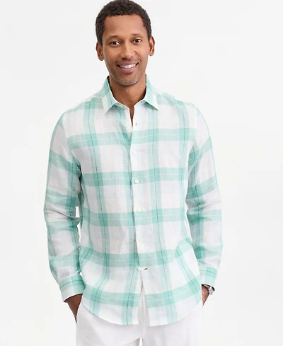 Club Room Men's Plaid Linen Button-Up Shirt, Macy's Exclusive