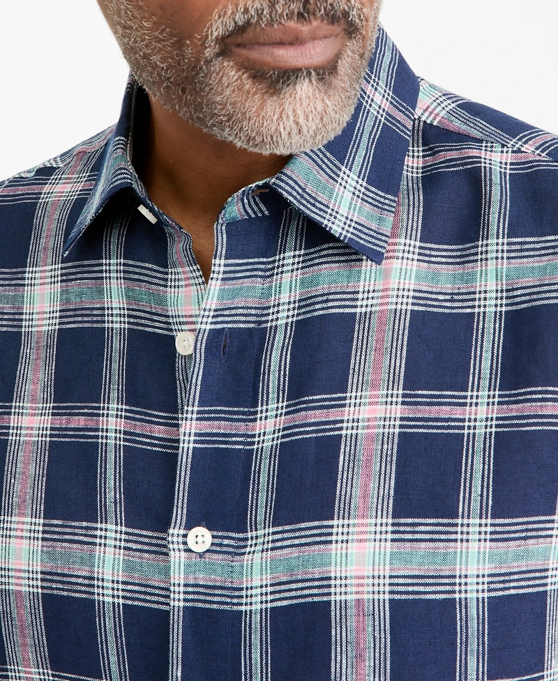 Club Room Men's Plaid Linen Button-Up Shirt, Macy's Exclusive