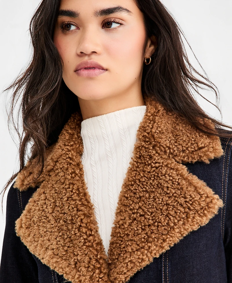 Liverpool Los Angeles Women's Sherpa-Trim Notch-Collar Jacket
