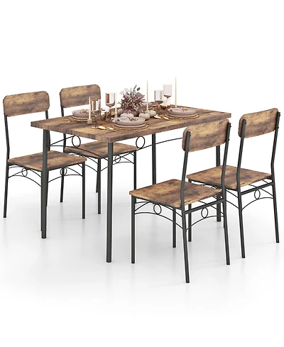 Sugift 5-Piece Industrial Dining Table Set for 4 for Small Place Apartment