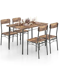 Sugift 5-Piece Industrial Dining Table Set for 4 for Small Place Apartment
