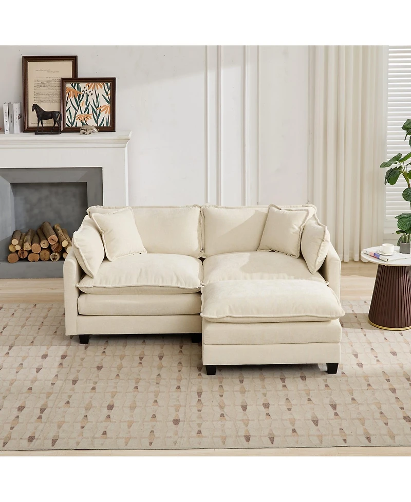 sumyeg Cloud Sofa Ottoman with Double Layer Upholstered Cushion for Living Room or Bedroom