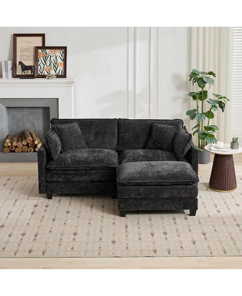 sumyeg Cloud Sofa Ottoman with Double Layer Upholstered Cushion for Living Room or Bedroom