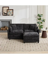 sumyeg Cloud Sofa Ottoman with Double Layer Upholstered Cushion for Living Room or Bedroom