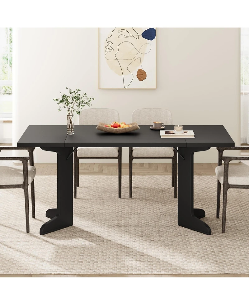 homfan 71" Large Dining Table for 6 to 8 People, Modern Dinner with Unique Wooden Legs, Rectangle Kitchen, Room