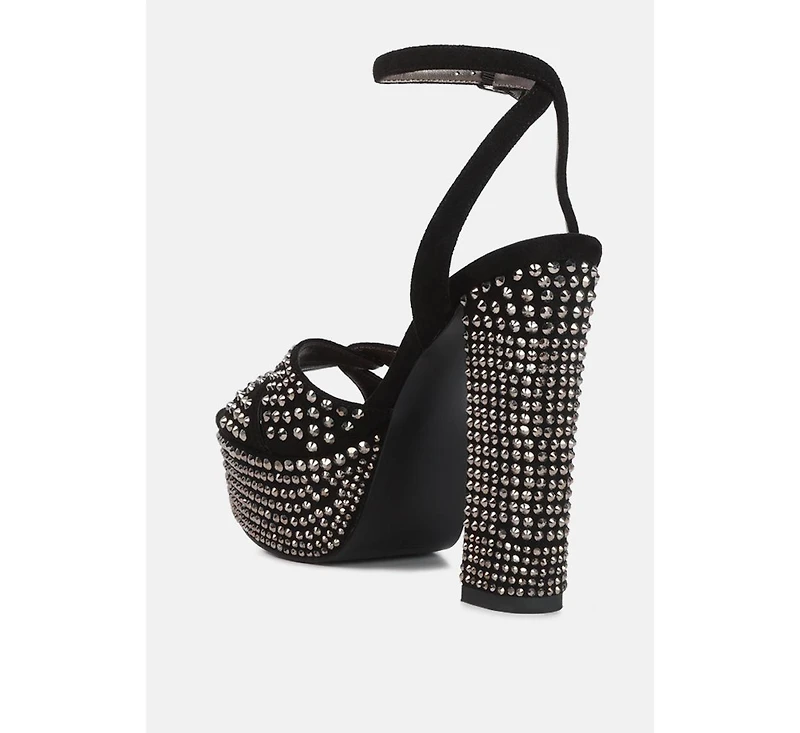 bellini heat-set diamante high block heel sandals