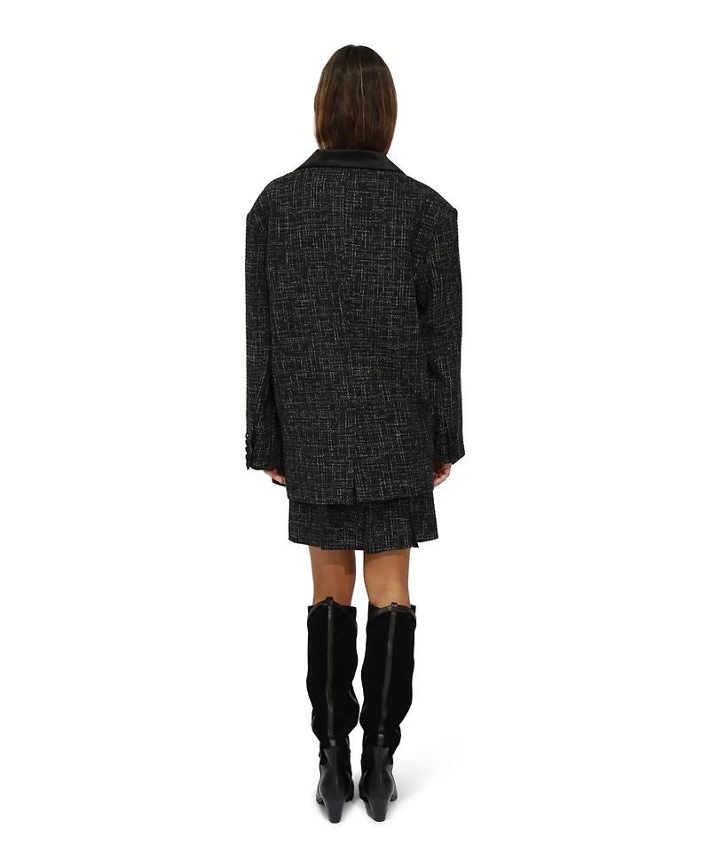 Belle & Bloom Women's City Noir Tweed Oversized Blazer