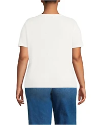 Lands' End Plus Short Sleeve Linen Blend V-neck Tee