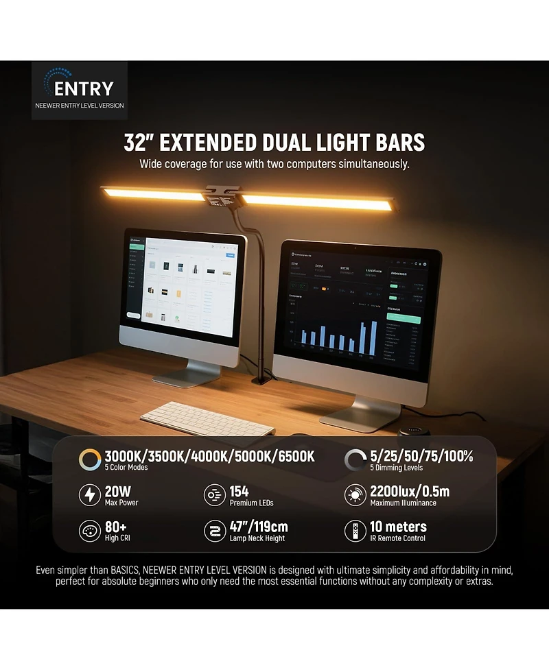 Neewer CRI80 Vlog Monitor with 20W, 2200lux, CRI80