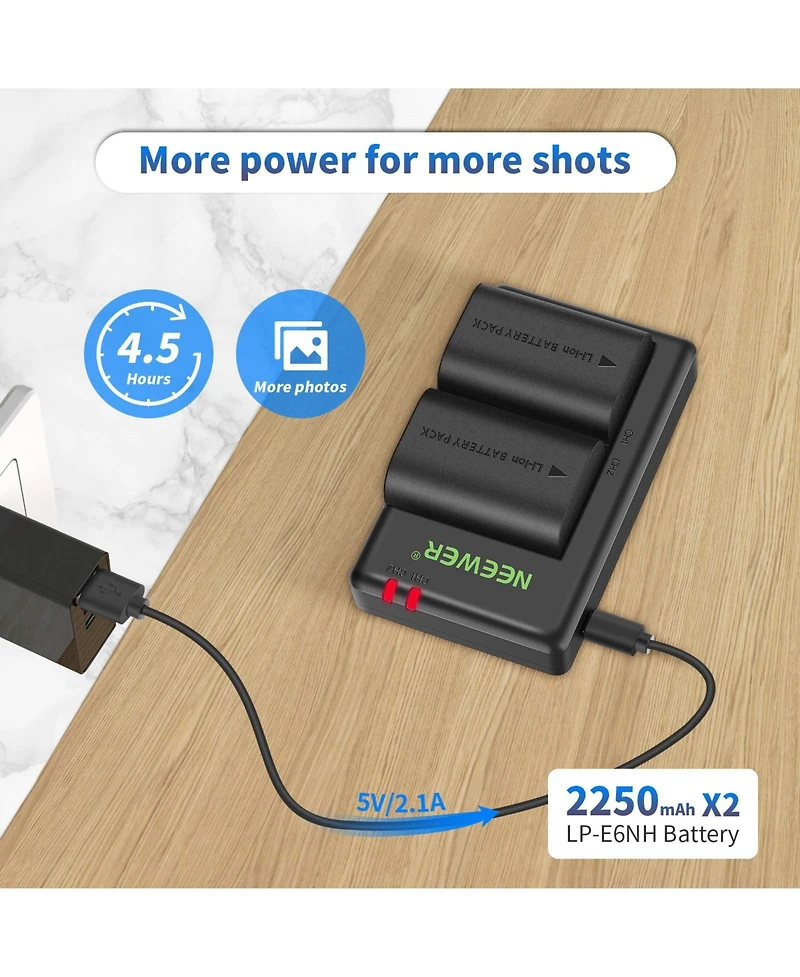 Neewer Lp-E6NH Camera Battery and Charging Accessory with 2250mAh for Canon Eos R7