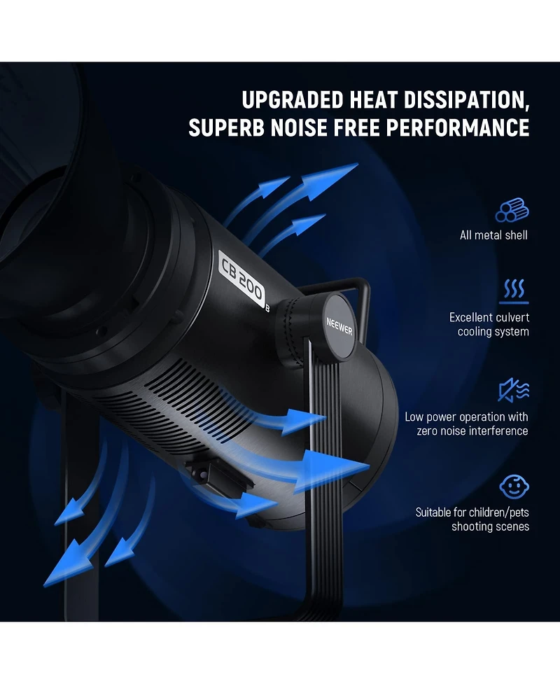 Neewer CB200B Led Video Light with 210W, 90000Lux, 2700K-6500K