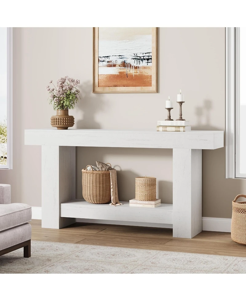 homfan Console Table with Lower Shelf for Entryway, Hallway or Living Room, Long Sofa Table with Storage, Multiple Finishes