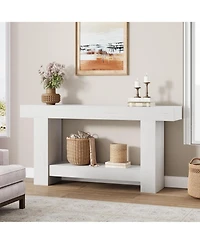 homfan Console Table with Lower Shelf for Entryway, Hallway or Living Room, Long Sofa Table with Storage, Multiple Finishes