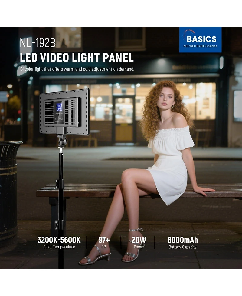 Neewer Nl-192B Led Video Light with 20W, 8000mAh, 5600K