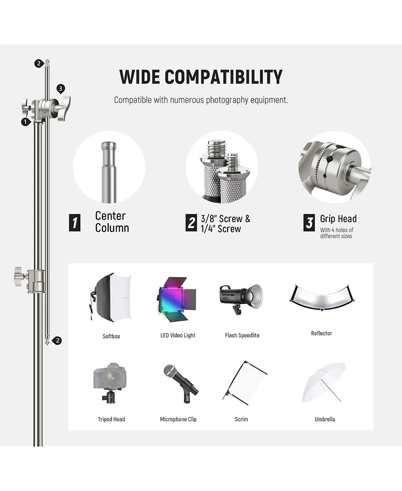 Neewer SC320Q Photography Light Stand with 10.5feet, 4.2feet, 44lb