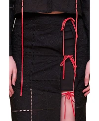 Pcfg Women's The Broderie Anglaise Edit Embroidered Slit Maxi Skirt