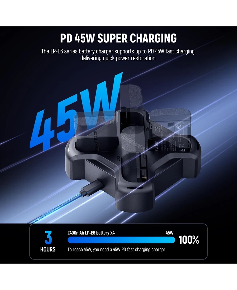 Neewer Lp-E6 Camera Battery and Charging Accessory with 45W, Usb C for Canon Eos R5 Mark Ii 6D MarkII 5D