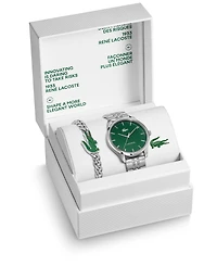 Lacoste Men's Quartz Gift Set Silver-Tone Stainless Steel Bracelet Watch 42mm