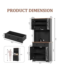 gaomon 71 Inch Pantry Cabinet, Tall Kitchen Storage Cabinet with Charging Station for Living Room, Dining Room