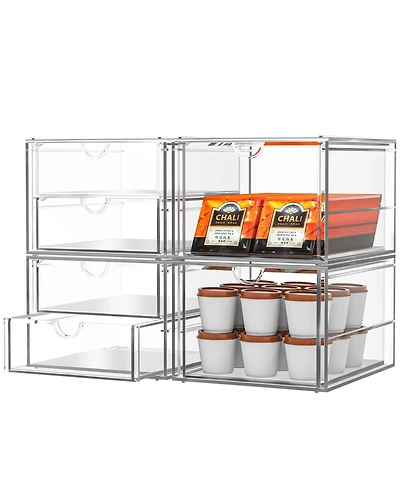 Xdovet Makeup Organizer 4 Pack Drawer Transparent Desktop Storage Office Supplies Home