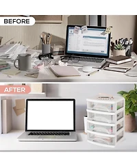 Xdovet Desk 4 Drawer Organizer Plastic Office Home Storage