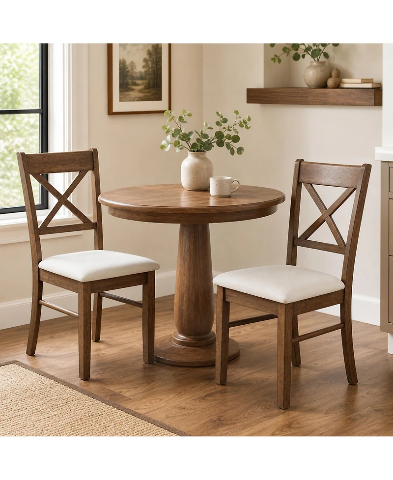 Homcom Dining Chairs Set of 2 Upholste Kitchen with Wooden Frame