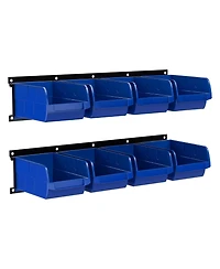 Xdovet Wall Mount Parts Rack Organizer 8 Bins 2 Rails