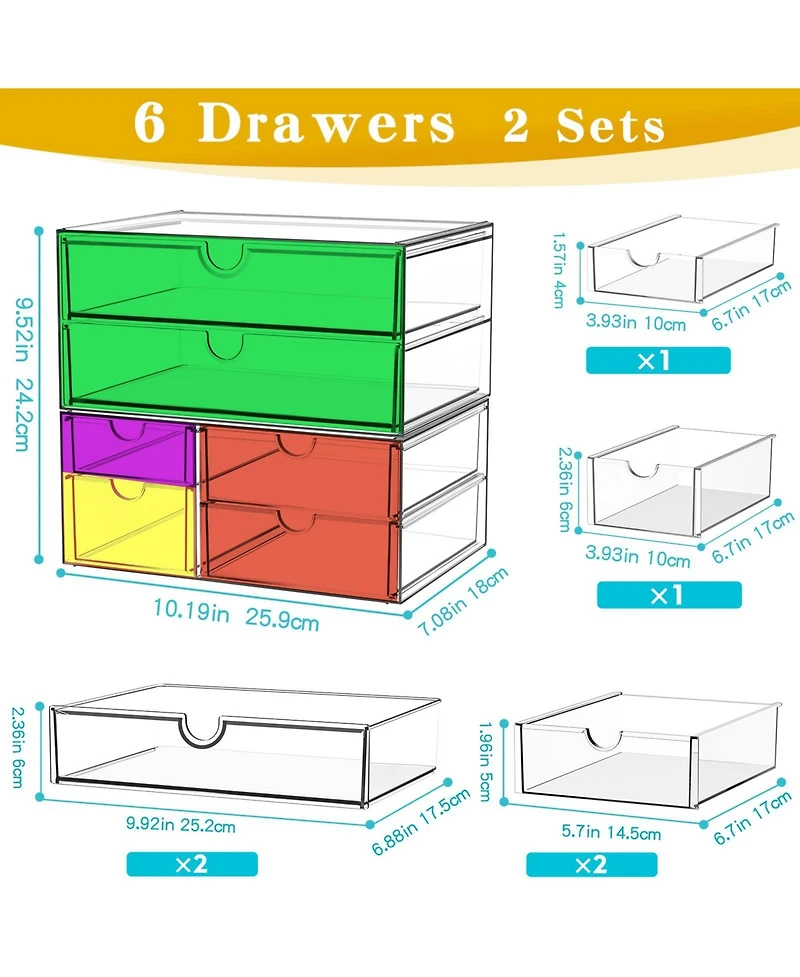 Xdovet Organizer 6 Drawers Bathroom Makeup Desk Office Pencil Storage