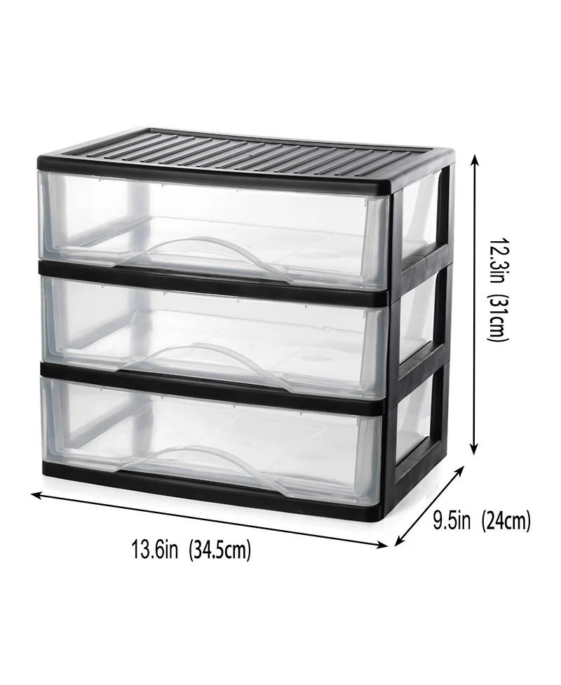 Xdovet Plastic Desktop Organizer 3 Drawer Stackable Storage Cabinet
