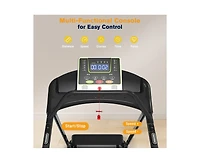 Rellysport Senior Treadmill for Elderly, Walking Treadmill with Long Side Handrails and Front Handrails for Small Spaces