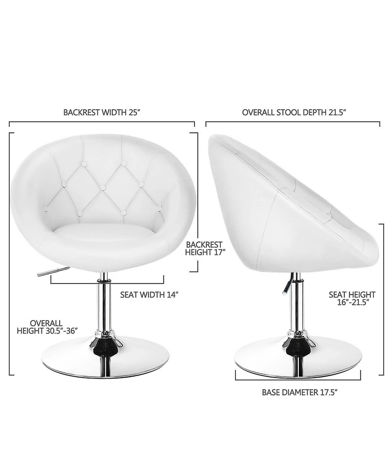 Gymax 1 Piece Adjustable Modern Swivel Round Tufted Back Accent Chair Pu Leather New