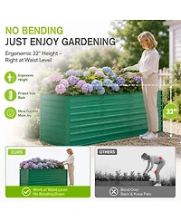 Asagikoiai 2-Piece Large Metal Outdoor Planter Box with Open Base for Backyard