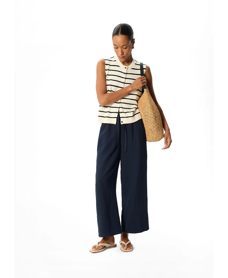 Whistles Women's 100% Cotton Wide Leg Trousers