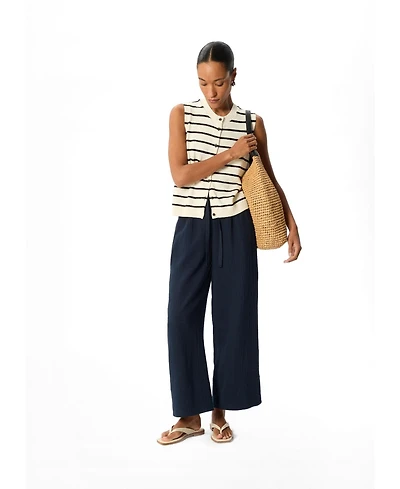 Whistles Women's 100% Cotton Wide Leg Trousers