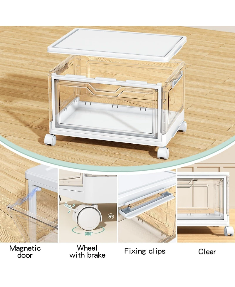 Xdovet 4-Tier Stackable Storage Bins with Wheels Lids