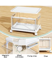 Xdovet 4-Tier Stackable Storage Bins with Wheels Lids