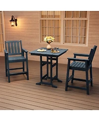homfan All-Weather Hdpe Patio Bar Stools Set of 2, Tall Adirondack Chairs with Armrests, Wide Seat and Back, Waterproof for Balcony, Garden, Poolside