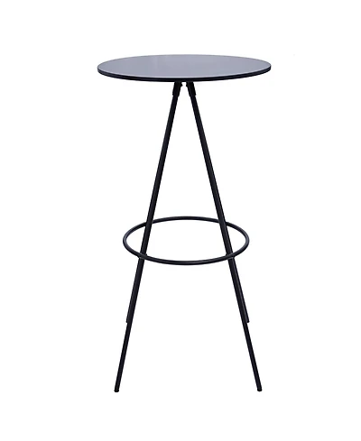 HomeRoots 31" Rounded Wood and Iron Bar Table