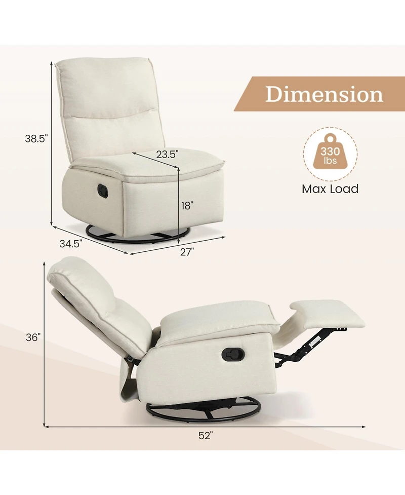 Slickblue 360degree(s) Rotating Rocking Chair with Cushioned Backrest for Home Lounge