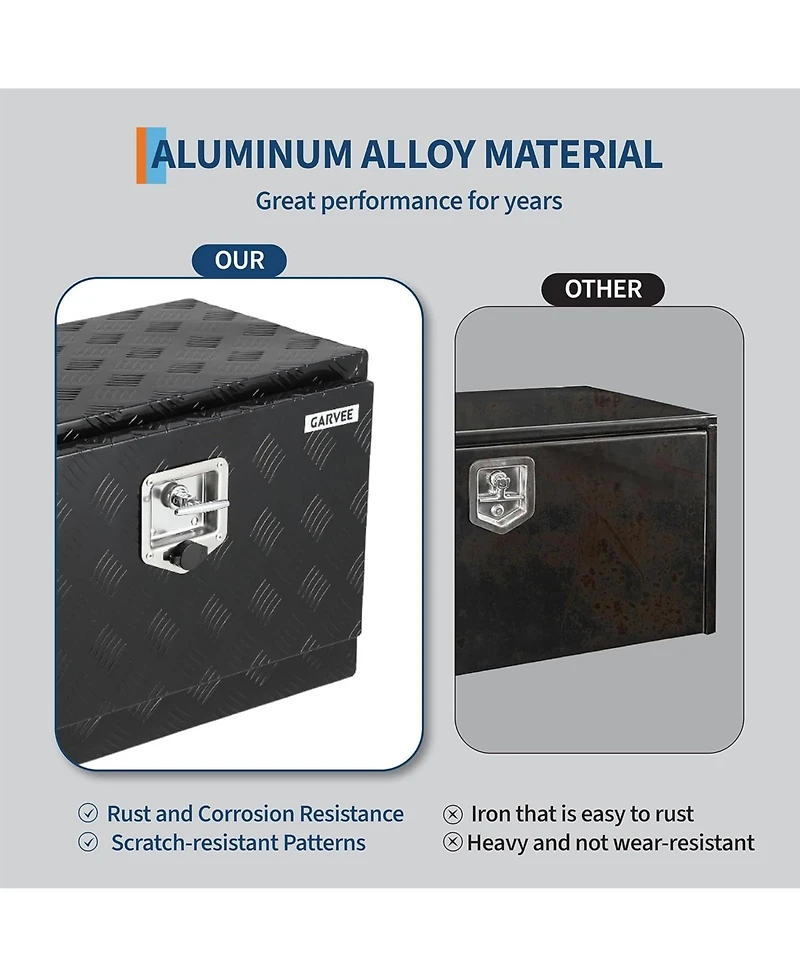 gaomon Heavy Duty 36" x 14" x 16" Aluminum Underbody Truck Tool Box, Outdoor Lockable Diamond Plate Storage Box