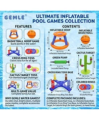 Gnuadz Pools Basketball Hoop Inflatable Ring Toss Game Water Toys