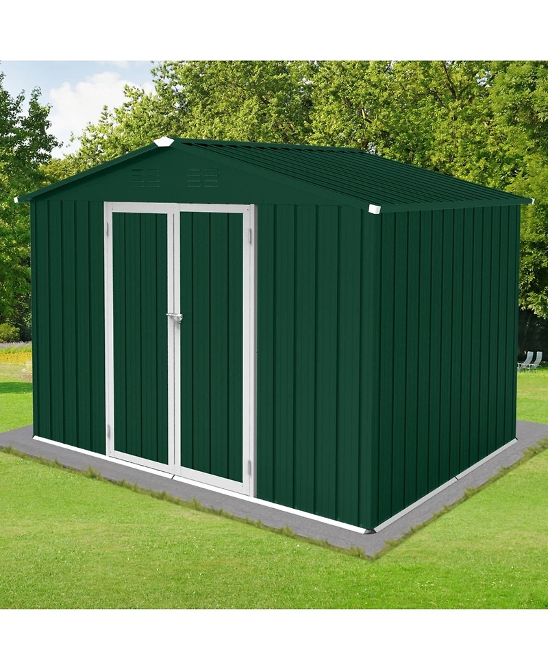 Mondawe 6feet x 8feet Metal Garden Sheds - All Weather Outdoor Storage Building with Ventilation, Lockable Doors for Garden, Backyard