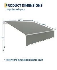 homfan Manual Retractable Patio Awning with Waterproof Canopy, Aluminum Frame, and Adjustable Crank for Outdoor Shade