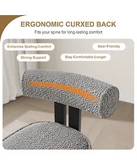 homfan -Piece Upholstered Boucle Dining Chair Set with Ergonomic Curved Back and Rubberwood Legs