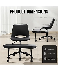 homfan Cross-Legged Office Chair with Wheels, 360degree(s) Swivel, Height Adjustable Seat, Wide Criss Cross Design with Lumbar Support