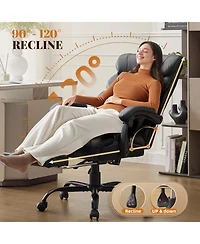 homfan Leather Office Chair with Footrest Ergonomic Reclining Computer