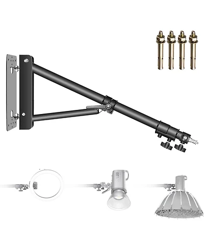 Neewer Triangle Wall Mount Arm for Photo Studio Strobe Monolight Softboxes Umbrellas Reflectors Flexible Rotation 180 Degrees Maximum Length 180